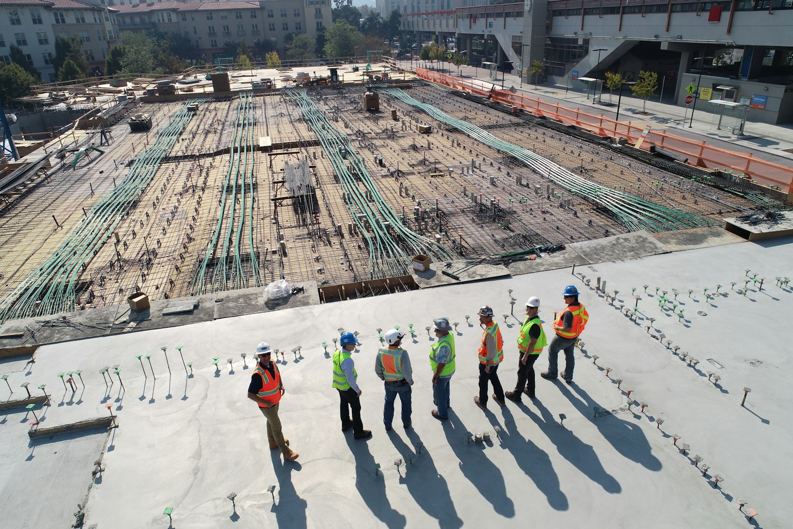 Construction team reviewing an infrastructure site