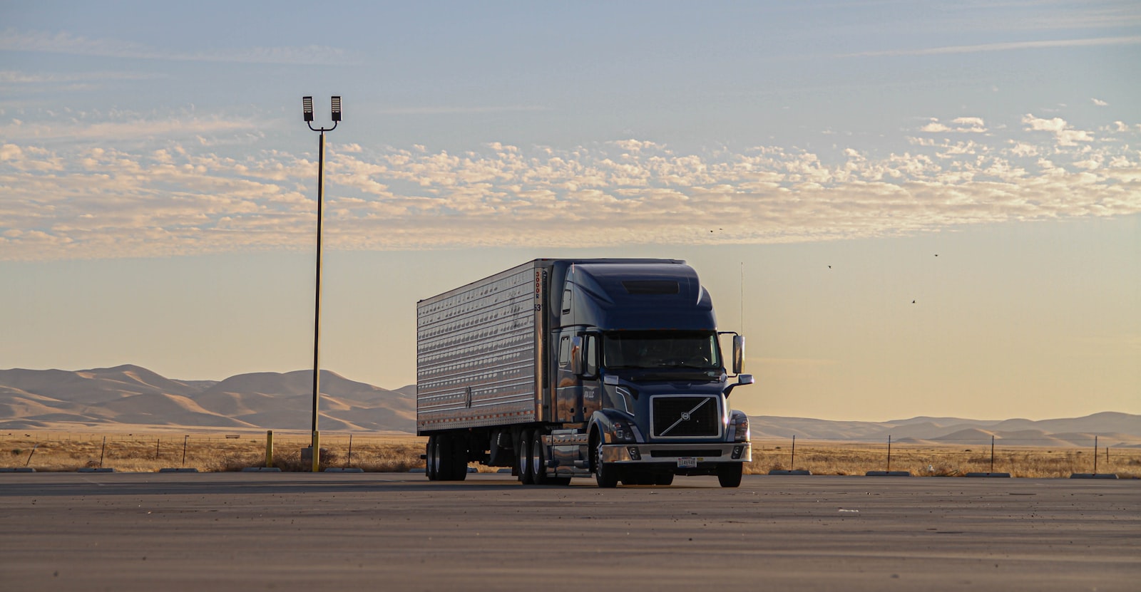 Freight truck staged at dawn